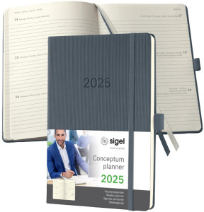 sigel Buchkalender Conceptum 2025, ca. DIN A5, taupe