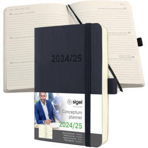 sigel Agenda planning Conceptum 2024/2025, env. A6, noir