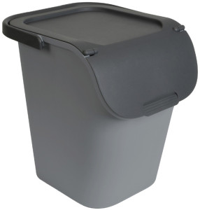 EDA Poubelle de tri TriHome, 40 litres, ciment/anthracite