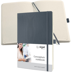 sigel Carnet de notes Conceptum, A4, quadrillé, noir