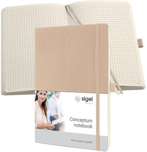 sigel Carnet de notes Conceptum, A4, quadrillé, beige