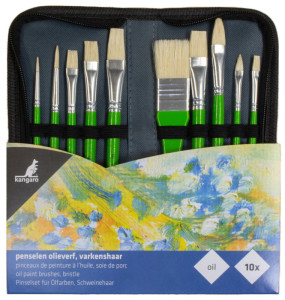 kangaro Set de pinceaux pour peinture à l'huile, 10 pièces