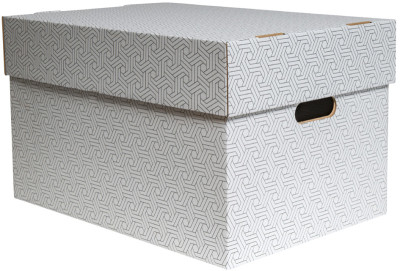 SMARTBOXPRO Boîte de rangement, grand, set de 3, blanc/gris