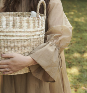 NHG Panier de rangement VITA L, en zostère, rond