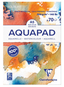 Clairefontaine Bloc de papier aquarelle AQUAPAD, 300 g/m2,A4