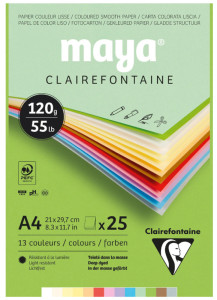 Clairefontaine Bloc de papier couleur MAYA, A4, 185 g/m2