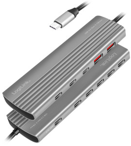 LogiLink USB 3.2 Ultra-Slim-Hub, 10-Port, 2x USB-A, 8x USB-C