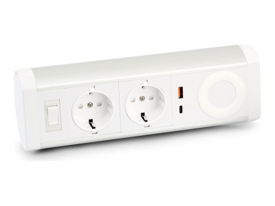 Urban Factory : DOUBLE EU POWER SOCKET 1 USB-A 1 USB-C 3A et 1 WRLS CHARGING