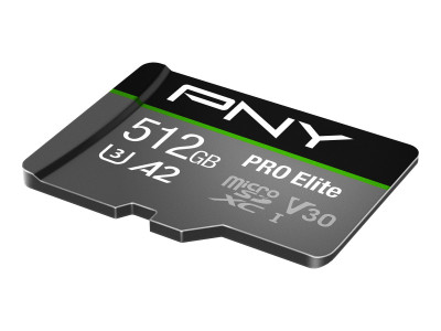 PNY : 512GB PRO ELITE U3/A2/V30 MICRO SD card