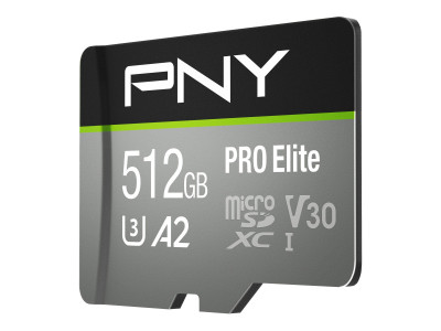 PNY : 512GB PRO ELITE U3/A2/V30 MICRO SD card