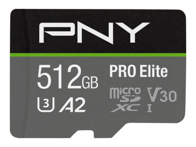 PNY : 512GB PRO ELITE U3/A2/V30 MICRO SD card