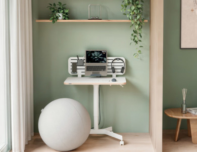 LEITZ Bureau assis-debout Ergo, avec roulettes, blanc