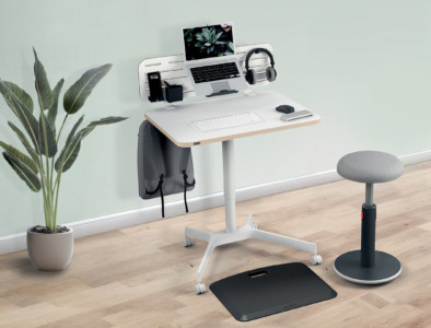 LEITZ Bureau assis-debout Ergo, avec roulettes, blanc