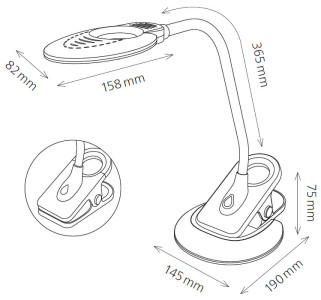 Hansa Lampe de bureau à LED Swirl, pied/pince, blanc/argent