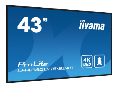 Iiyama : 43IN 3840X2160 UHD VA PANEL HAZE 25 500CD/M2 LANDSCAPE et P