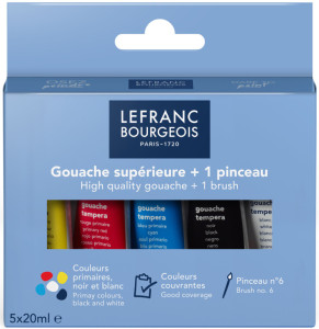 LEFRANC BOURGEOIS Gouache, étui carton de 5 tubes de 20 ml