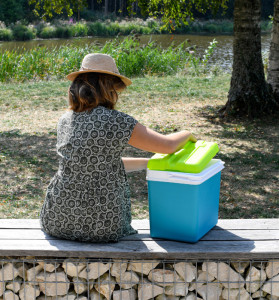 EDA Kühlbox, Kunststoff, 15 Liter, grau / lagunenblau