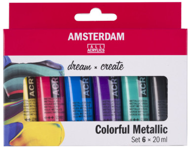 ROYAL TALENS Acrylfarbe AMSTERDAM Bunte Metallics, 6 x 20 ml