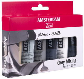 ROYAL TALENS Acrylfarbe AMSTERDAM graues Mischset, 6 x 20 ml