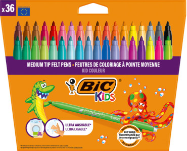 BIC KIDS Feutre Kid Couleur medium, étui en carton de 36