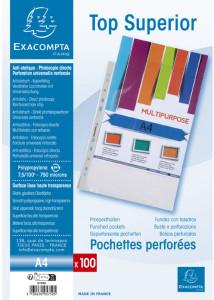 EXACOMPTA Pochette perforée qualité supérieure, A4, PP