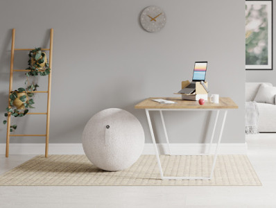 ALBA Ballon d'assise ergonomique MHBALL, tissu blouclé,blanc