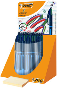 BIC Stylo à bille 4 Colours Smooth Drop, S, présentoir de 30