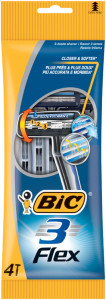 BIC Rasoir jetable 3 Flex, pour hommes, pack de 4