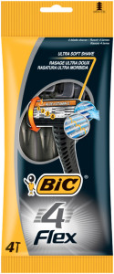 BIC Rasoir jetable 4 Flex, pour hommes, pack de 4