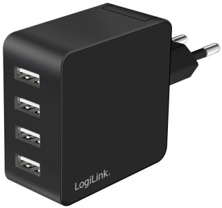 LogiLink Chargeur secteur USB, 4x USB-A, 24 watts, noir