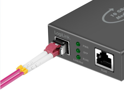 LogiLink 10 Gigabit Medienkonverter, RJ45/SFP+, schwarz