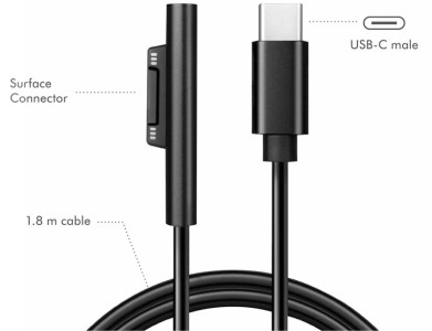 LogiLink USB-C - Microsoft Surface Ladekabel, schwarz, 1,8 m