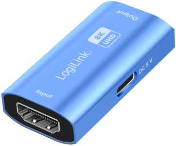 LogiLink HDMI Repeater, 8K/60 Hz, Aluminiumgehäuse, blau