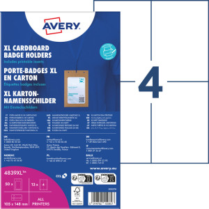 AVERY Pochette badge XL, en carton, 105 x 148 mm