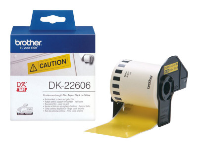 Brother DK-22606 Ruban film continu NOIR sur JAUNE largeur 62 mm et longueur 15 m