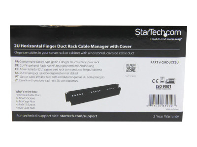 Startech : PANNEAU de GESTION de CABLES 2U pour RACK - GUIDE pour CABLES