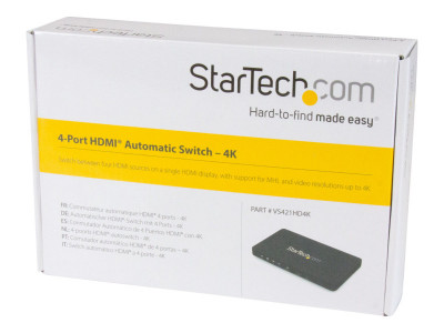 Startech : SWITCH HDMI AUTOMATIQUE 4 PORTS (4X1) avec SUPPORT MHL - 4K 30HZ