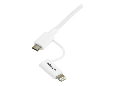 Startech : CABLE LIGHTNING OU MICRO USB VERS USB 1 M - M/M - BLANC