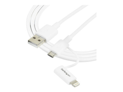 Startech : CABLE LIGHTNING OU MICRO USB VERS USB 1 M - M/M - BLANC