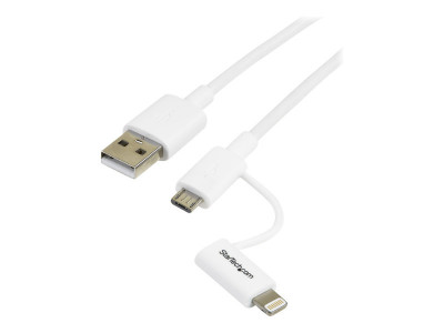 Startech : CABLE LIGHTNING OU MICRO USB VERS USB 1 M - M/M - BLANC