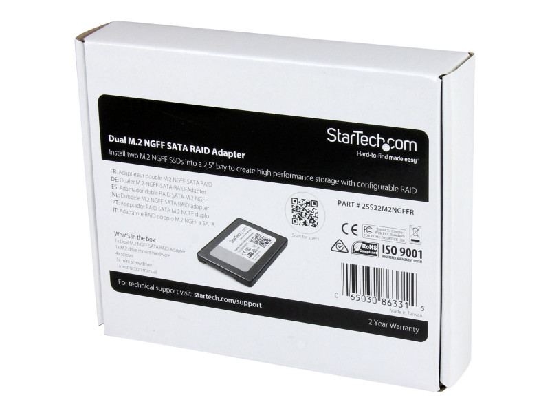 StarTech.com Adaptateur 2x SSD M.2 vers SATA 2,5 avec RAID - Convertisseur  double M.2 vers SATA 6 Gb/s avec support TRIM (25S22M2NGFFR)